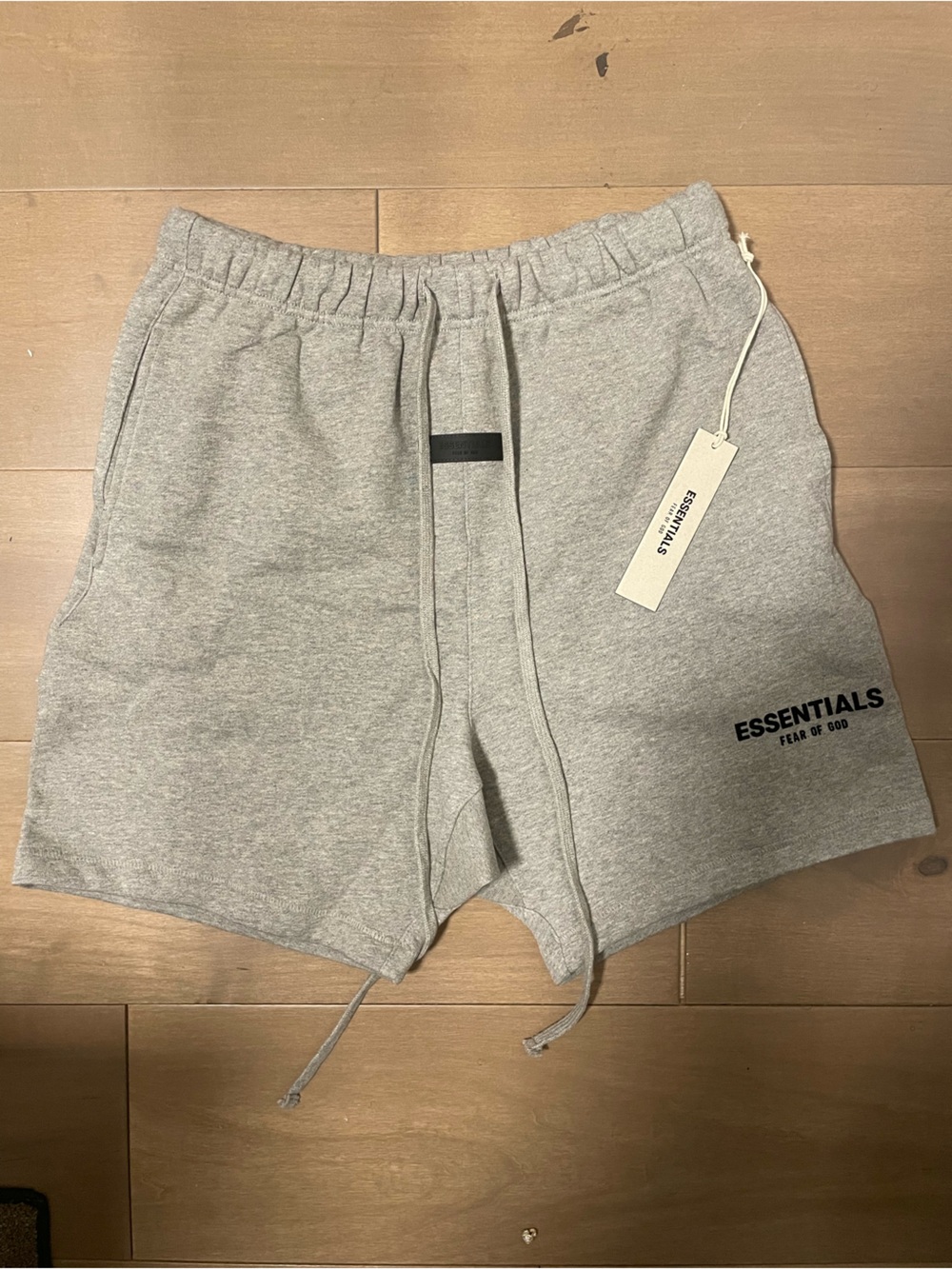 Essentials Grey Heather Cropped Hoodie with Black Logo